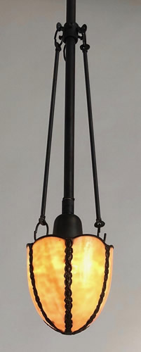 Amber Bullet Leaded Glass Pendants